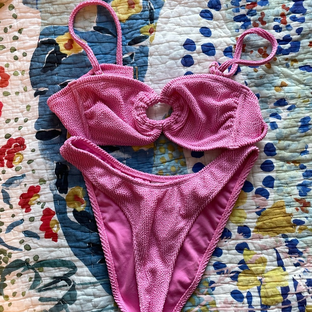 Wild Fable Pink Textured Swimsuit